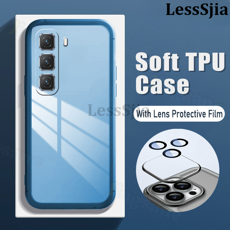 Phone cover infinix Hot 60i 60 Back case Camera Protection Semi Transparent Soft Silicone Shockproof with Lens Protector Films For infinix Hot 60 60i Phone cases.