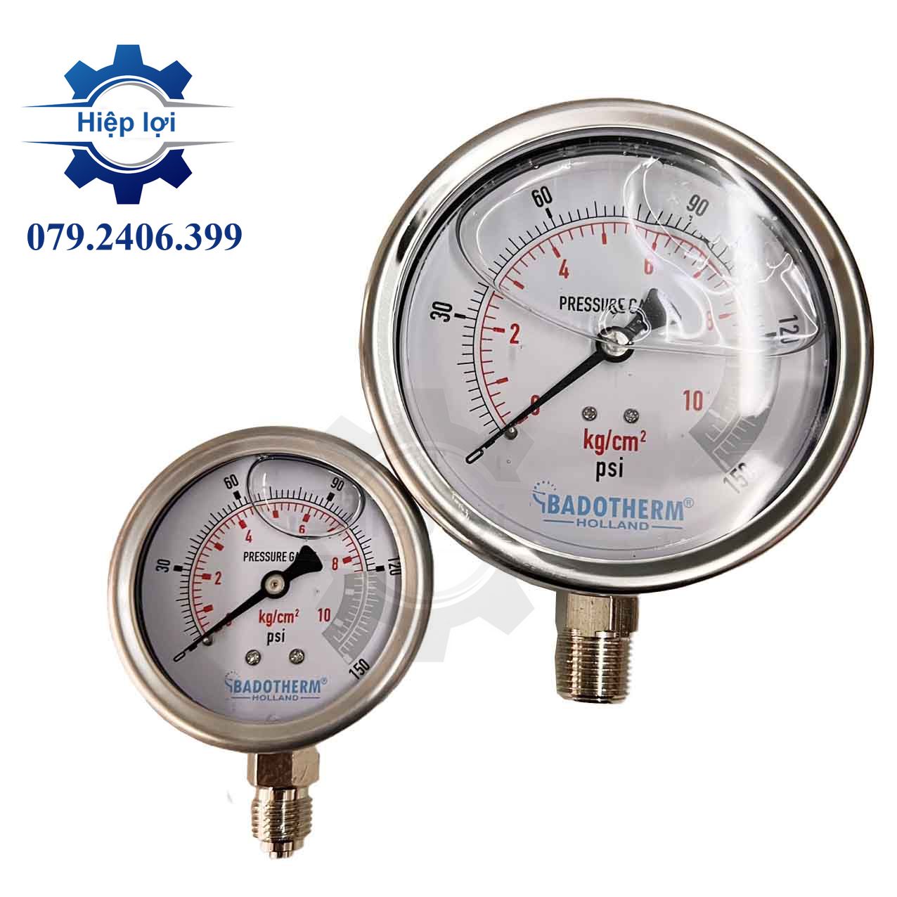 Đồng hồ áp suất Badotherm Ø63 và Ø100 - đồng hồ dầu chân đứng