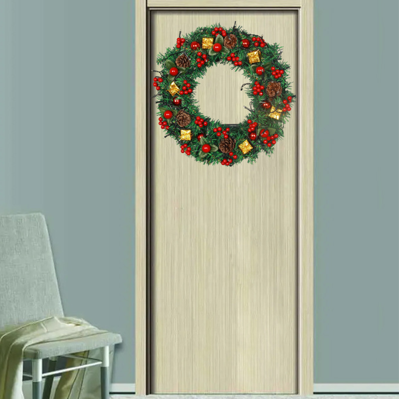 Vòng nguyệt quế giáng sinh có đèn vòng hoa noel d02 trang trí noel