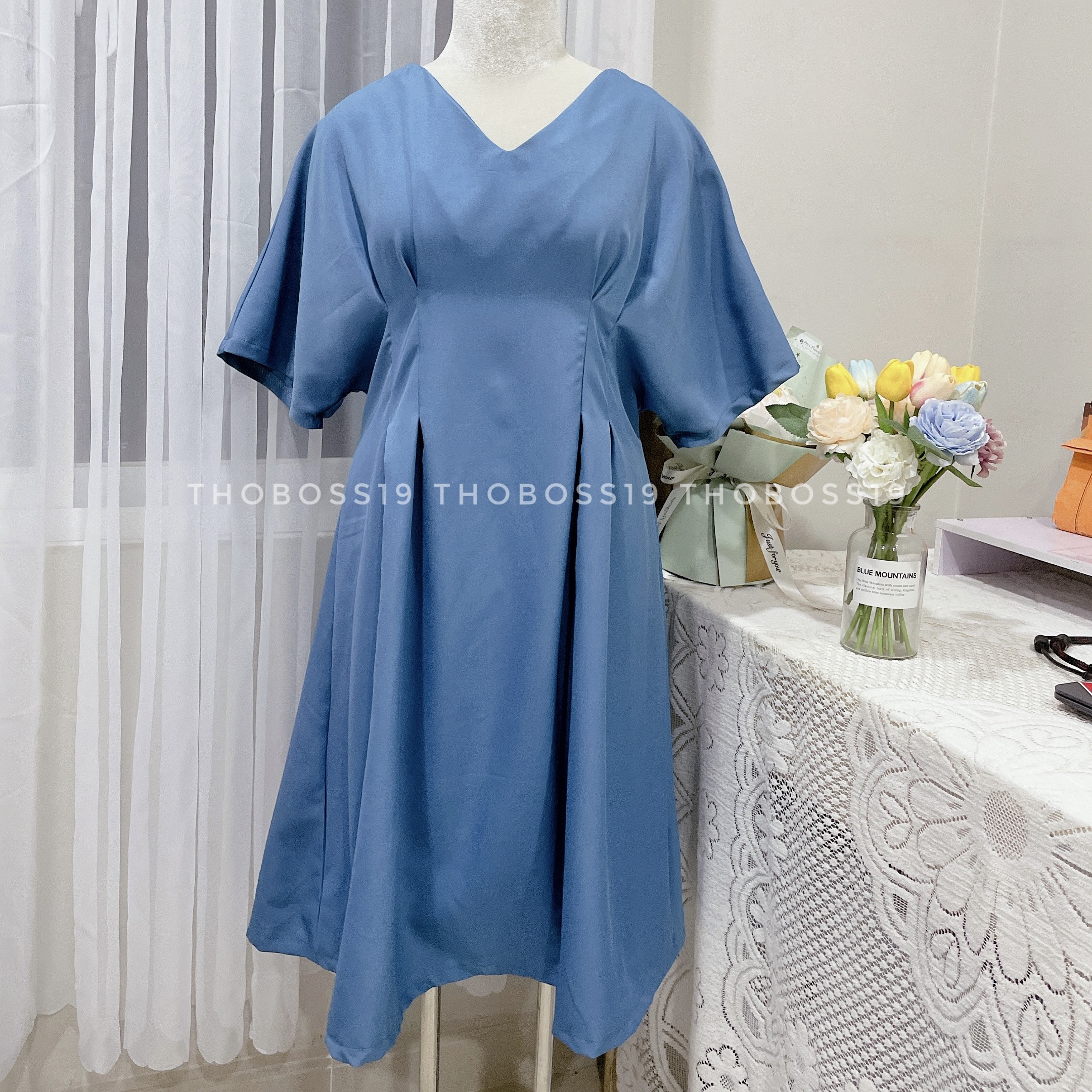 D59 - Đầm Bigsize Cánh Dơi Bo Eo