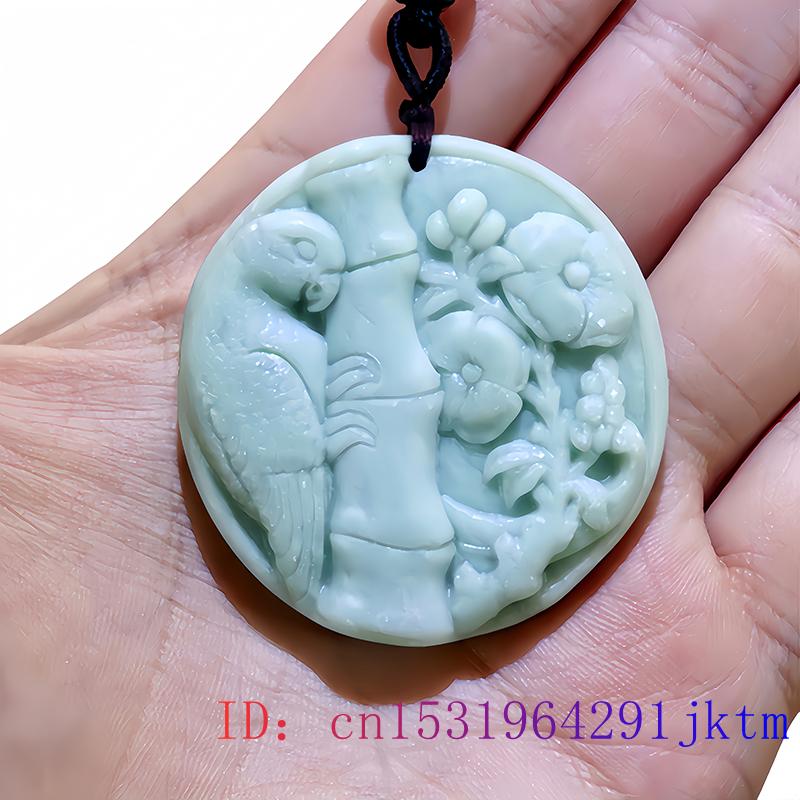 Green Natural Real Jade Parrot Pendant Necklace Talismans Gemstones Designer Luxury Gifts for Women Men Gift Accessories. 