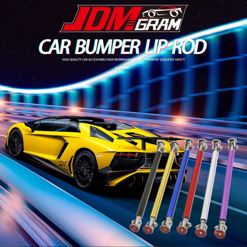 JDMGRAM Bộ chia thanh cản trước bằng thép không gỉ Bộ 2 thanh chống đua phía trước có thể điều chỉnh Bộ thanh chống thanh trang trí Phụ tùng thay thế trang trí Phụ kiện ngoại thất ô tô