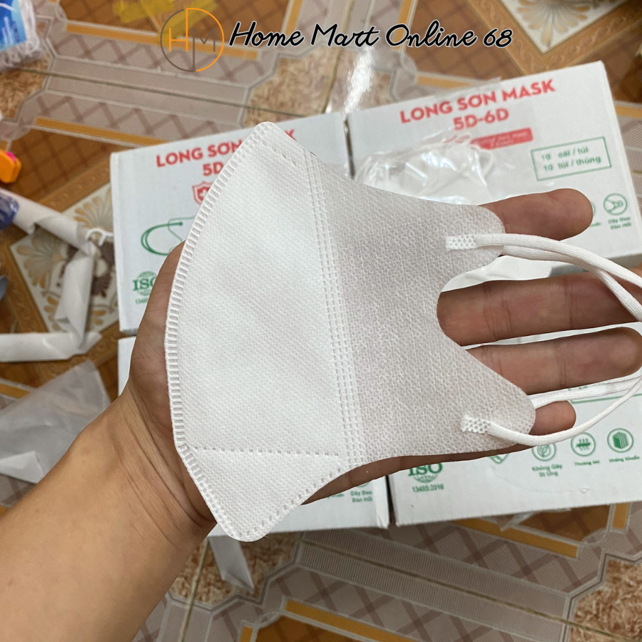 Thùng 100 chiếc khẩu trang 5D màu trắng