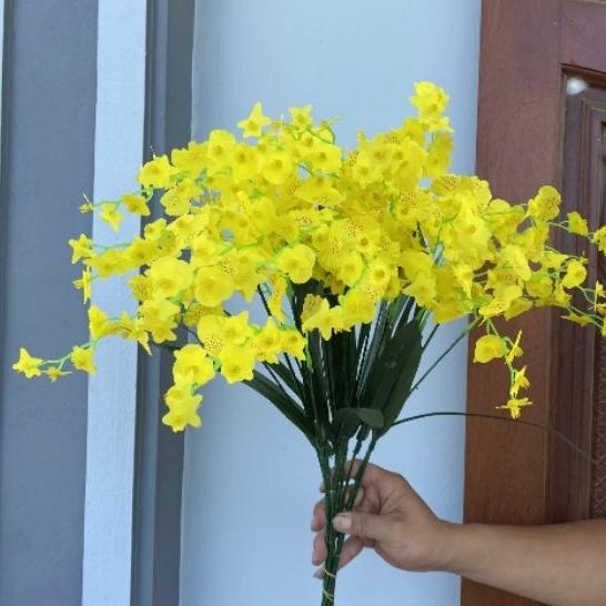 (Hoa lụa) Combo 10 cành lan vũ nữ trang trí