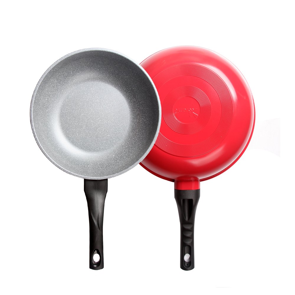 {Genuine} cheap open-28 cm deep Korean technology ecoramic ceramic non-stick pan Red