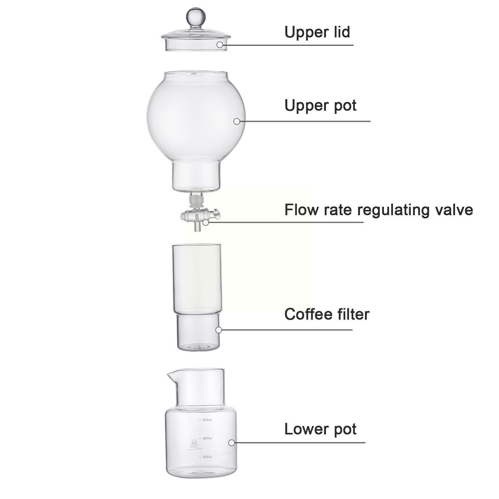 600ML Máy pha cà phê nhỏ giọt cà phê Espresso thức uống pha lạnh tái sử dụng máy lọc Nồi công cụ Ice Glass percolator nhỏ giọt 에스프레소