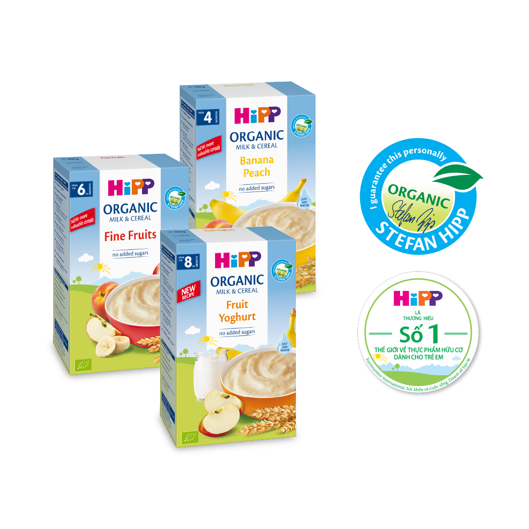 Bột ăn dặm dinh dưỡng Sữa, Hoa Quả HiPP Organic 250g
