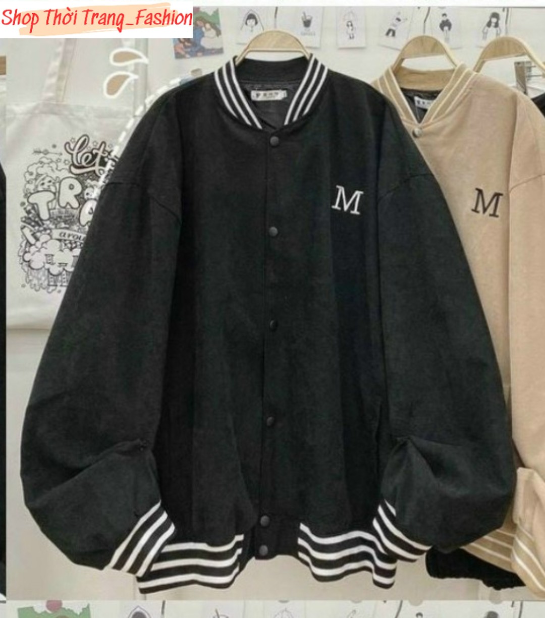 Áo Khoác Dù Bomber Thêu Chữ M Nữ Nút Bấm Form Chuẩn ôm Dáng Cực Chất Thời Trang Giá Rẻ