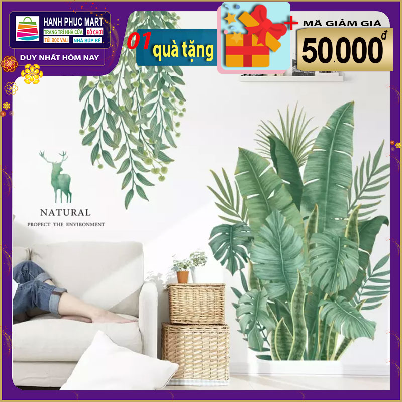 Sticker Giấy Dán Tường Decal Dán tường Mẫu Hoa Lá Cực Xinh ZH011
