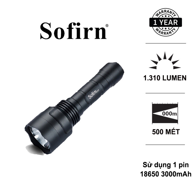 Đèn pin SOFIRN C8T LED XPL-HI độ sáng 1310 lumen chiếu xa 500m pin 18650 (pin sạc kèm theo) Đèn Đèn pin thumbnail
