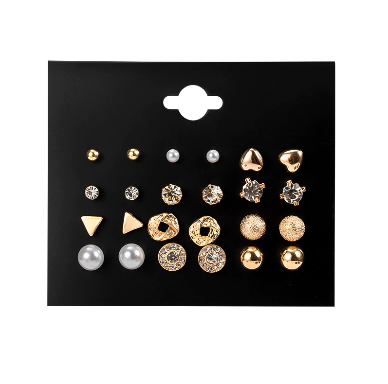 New Trendy 12 Pairs = 24 Pcs Pearl Stud Earrings Set for Women Simple Top - Earrings Set for Women New Collection - Earrings Set 12 Pairs for Girls - Earring for Women - Ear Ring Set 12 Pairs for Girls Stylish/ Earring 12 Pairs Set for Girls Simple. 
