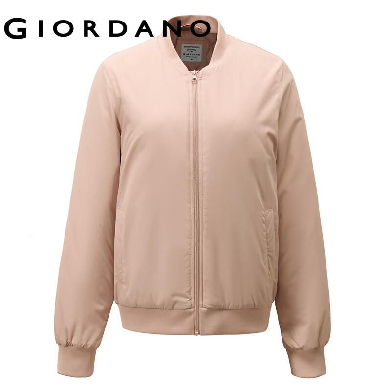Zipper Giordano Leather Jacket GIORDANO Women Bomber Jackets