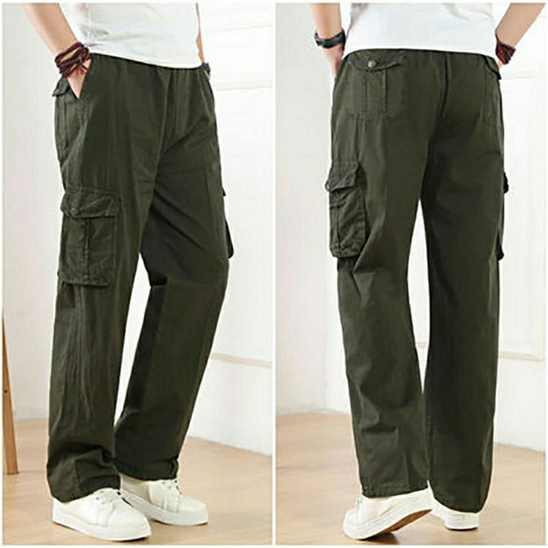 Cargo pants men's cotton multi-pocket men's trousers-loose straight pants-work pants