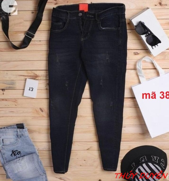 Quần jean nam cao cấp XANH BẠC, ĐEN cào xước 5678, không xù lông, không ra màu, chất giãn tốt -190