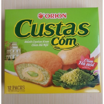 (Hộp 12p) Bánh Orion Custas đủ vị (kem trứng/cốm/kem sữa/phô mai dâu)