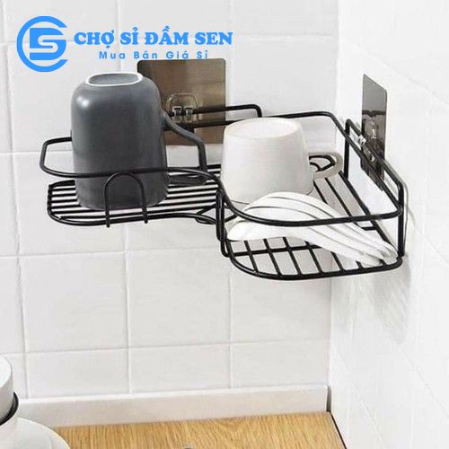 Miếng dán tường kệ sắt, miếng dán tường thay thế kệ hình chữ nhật, kệ góc nhà tắm, nhà bếp G383-MDkesat-doi