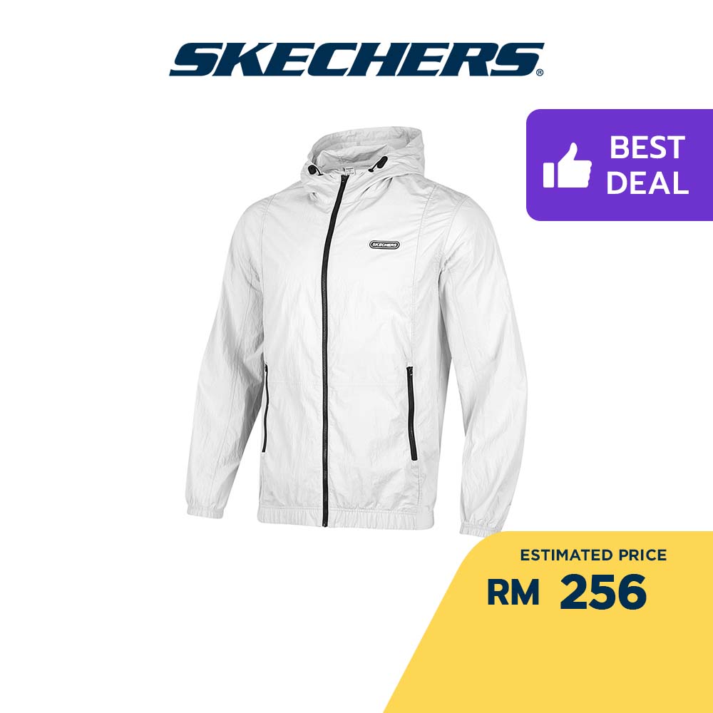 Skechers jacket mens best sale white