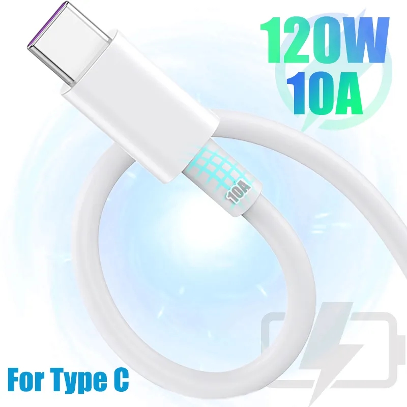 10A 120W Loại C siêu nhanh cáp sạc dữ liệu tương thích với Samsung Xiaomi Huawei dây dữ liệu 1/1.5/2M cáp USB sạc nhanh