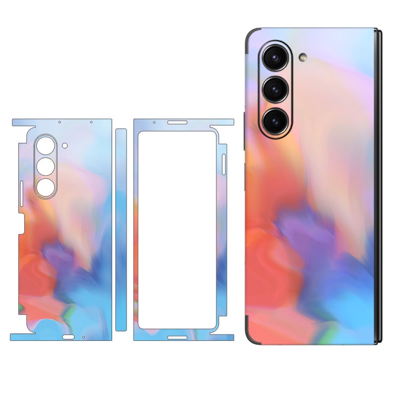 Aurora decal skin for samsung galaxy z fold 5 4 3 2 back + hinge + side protector film full cover 3m wrap personal sticker