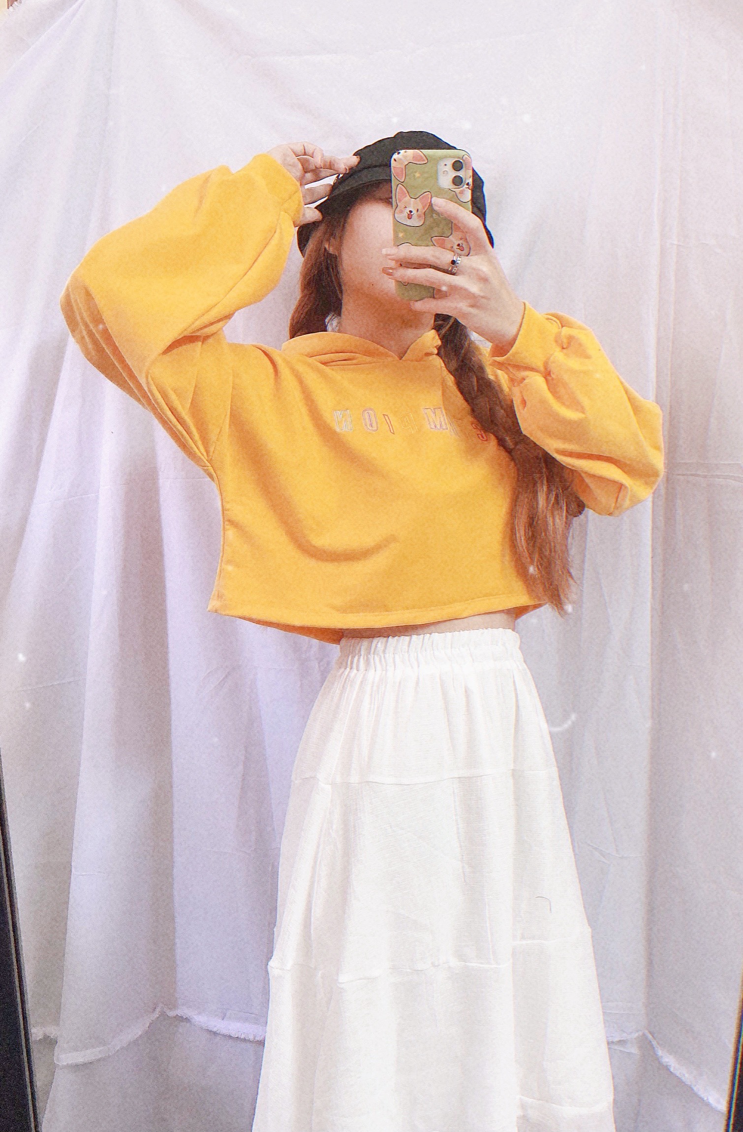 Áo croptop tay dài có nón (100% ảnh thật)