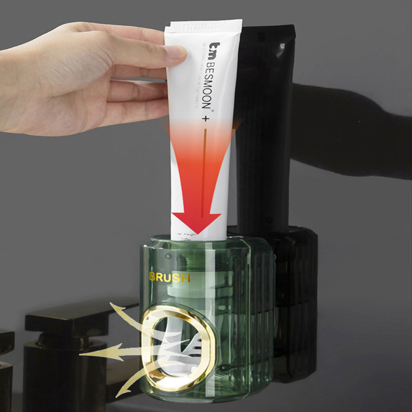 Automatic Toothpaste Dispenser Bathroom Accessories Wall Mount Lazy Toothpaste Squeezer Toothbrush Holder