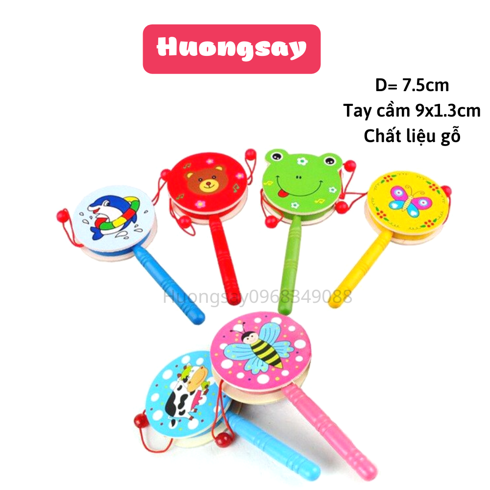 Đồ chơi trống lắc gỗ cầm tay cho bé