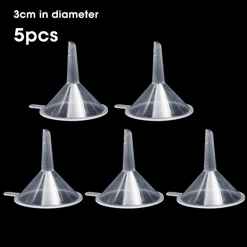5Pcs Mini Stainless Steel Funnel Plastic Funnel Perfume Essential Oil Liquid Dispensing Funnel Kitchen Tool