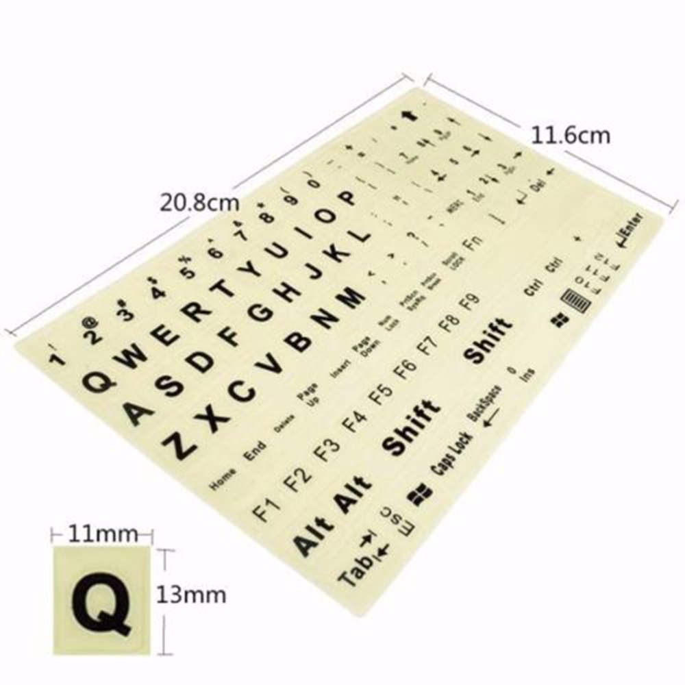 【UrbanNomad】JETTING English Standard Keyboard Sticker PC Laptop Fluorescent Keyboard Cover Luminous Full Keyboard Large Letter Sticker. 