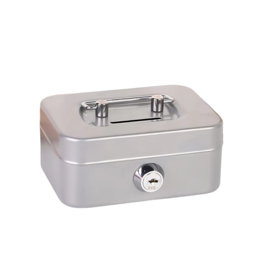 Creative Mini Lockable Cash Box with Key Sturdy Construction Money Safe Case with Handle Metal Lock Box Home Use. 