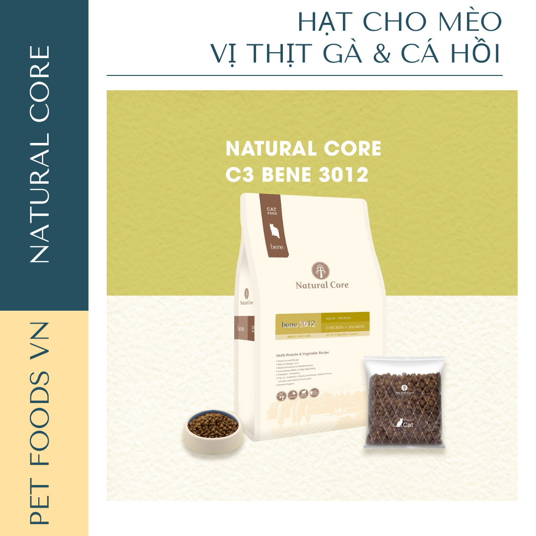Hạt cho mèo NATURAL CORE CAT C3 Bene 3012 vị Thịt Gà & Cá Hồi