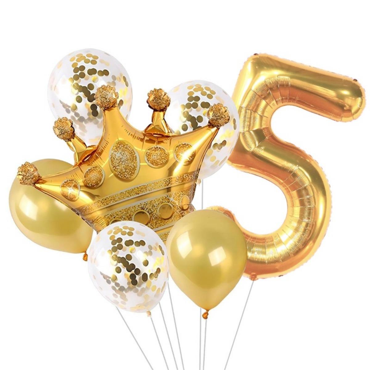 5 Gold Happy Birthday Confetti Balloons, Gold Party Balloons, Birthday  Balloons, Birthday Party Balloons