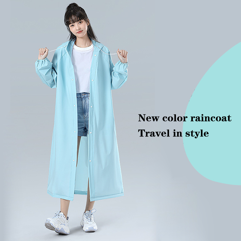 Adult Hooded Poncho One-piece Long Raincoat Reusable Men's And Women's Waterproof Raincoat Outdoor Travel Transparent Raincoat　Junna. 