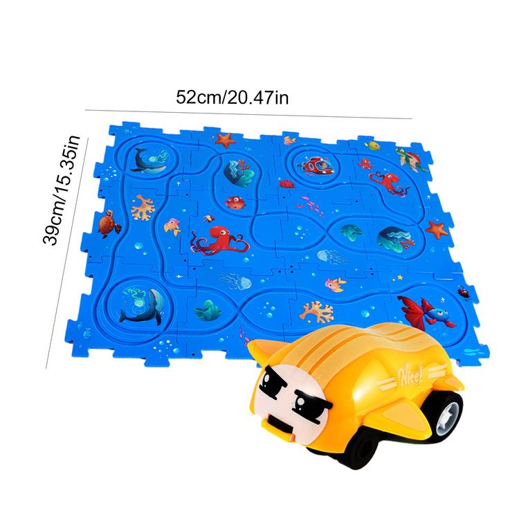 Puzzle car track playset diy assembling rail play set for children battery - ảnh sản phẩm 9
