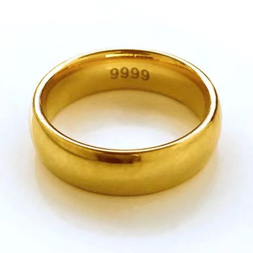 Kuaishou Popular Vietnam Placer Gold Ring Men's and Women's Glossy Couple Wedding Ceremony Couple Rings Simple Ring No Color Fading