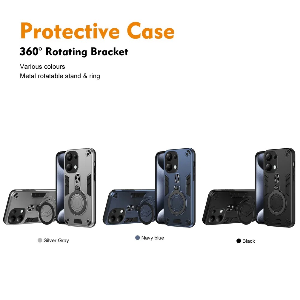 For Redmi Note 13 case Shockproof Armor Bumper Stand with Holder Ring Cover casing For Redmi Note 13 Pro Plus Phone casing.
