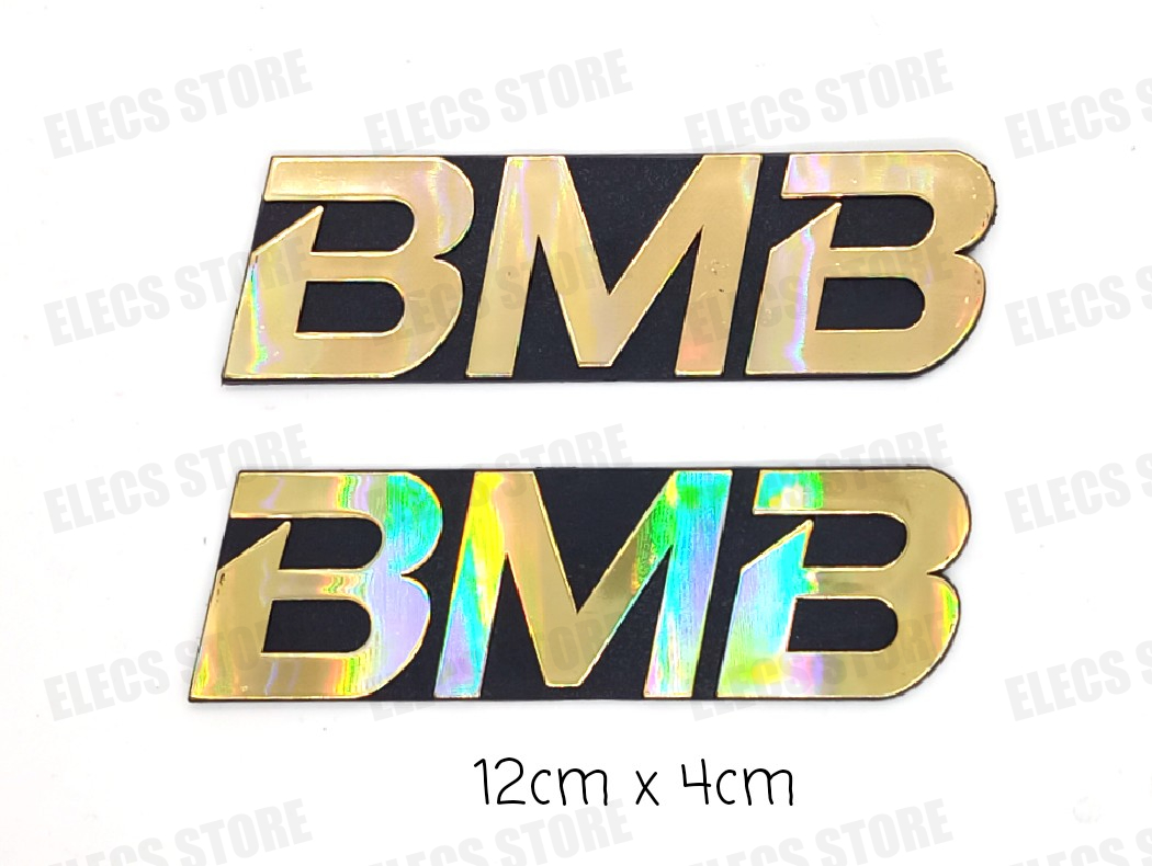 Bộ 2 Tem Loa, Nhãn Mác Dán Thùng Loa, Thùng Sub BMB (Vàng)