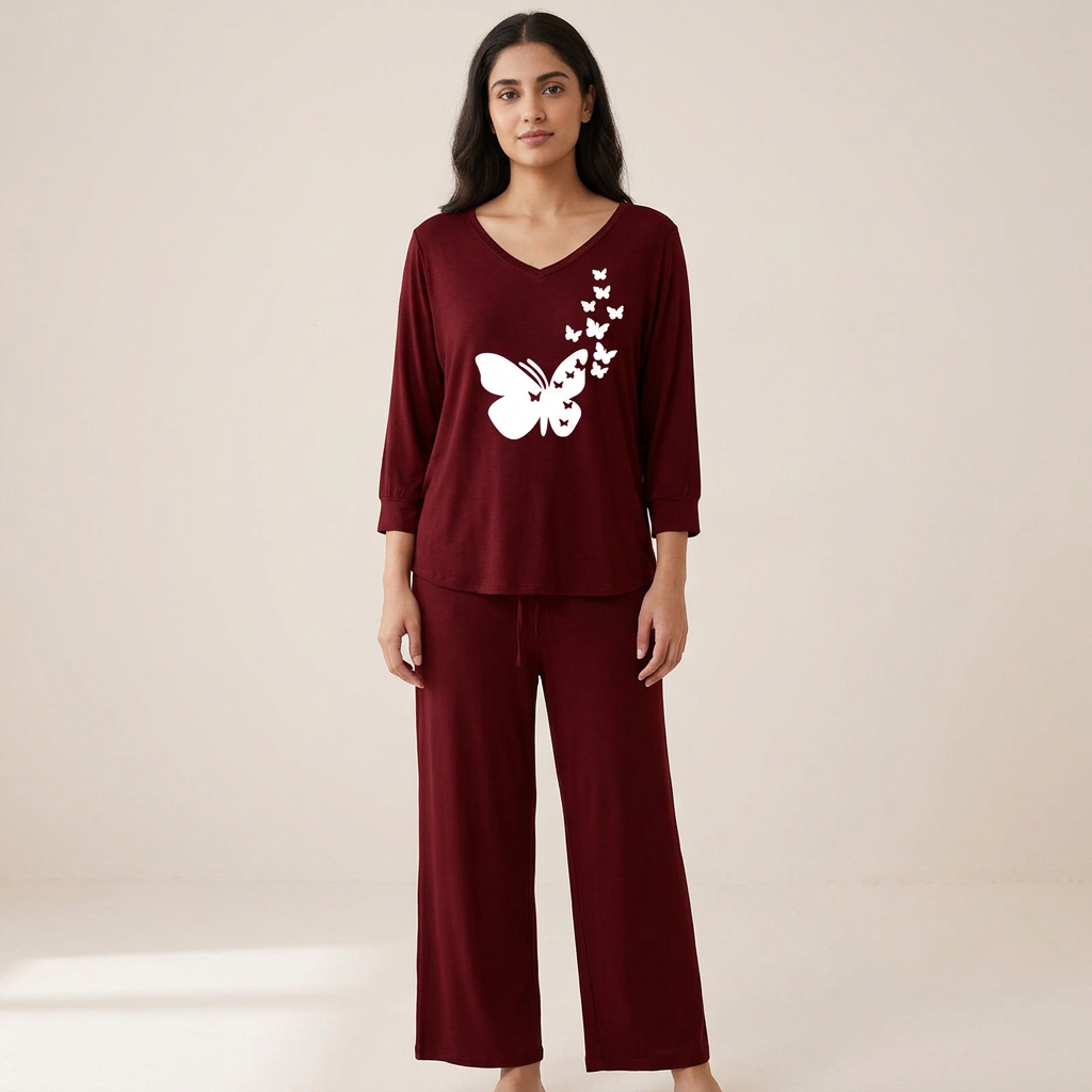 HERMAIN BANTVA V-Neck Lounge Wear Night Dress