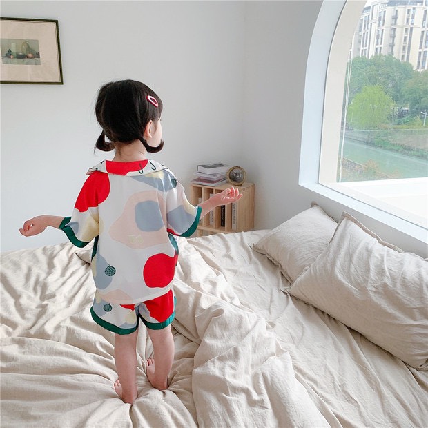 Bộ Pizama Lụa Hàn Cộc Tay Mềm Mịn Cho Bé Trai/Bé Gái