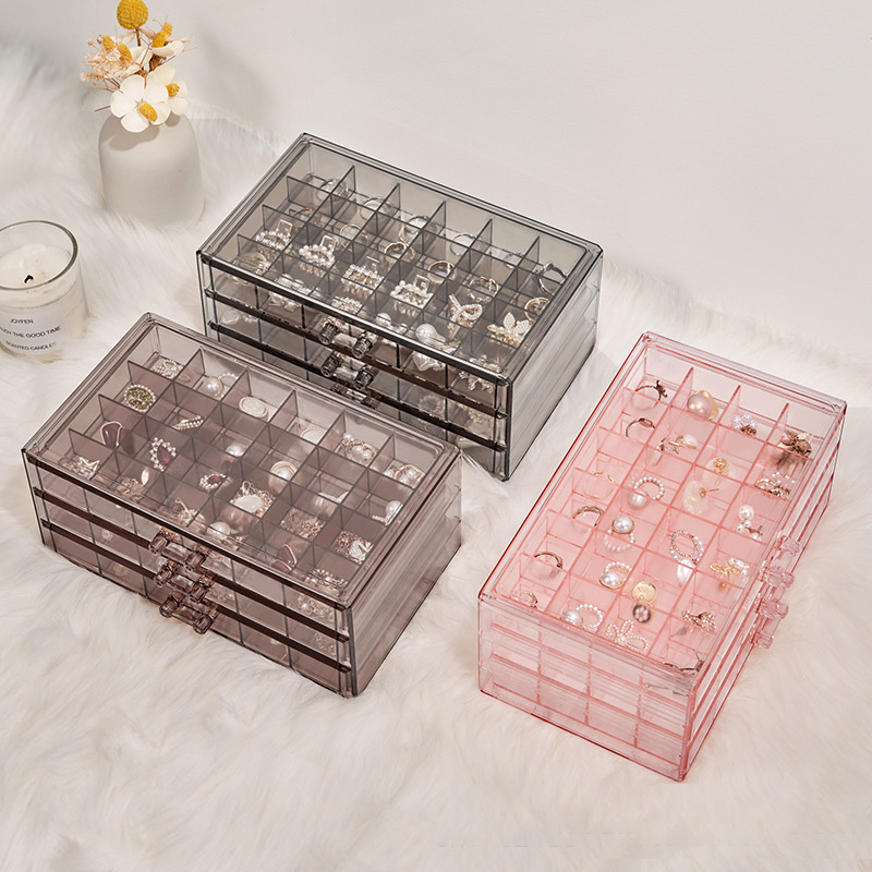 Storage box Large capacity Drawer type Makeup storage box Light luxury Jewelry case Dust prevention Desktop organizer transparent Jewelry storage box