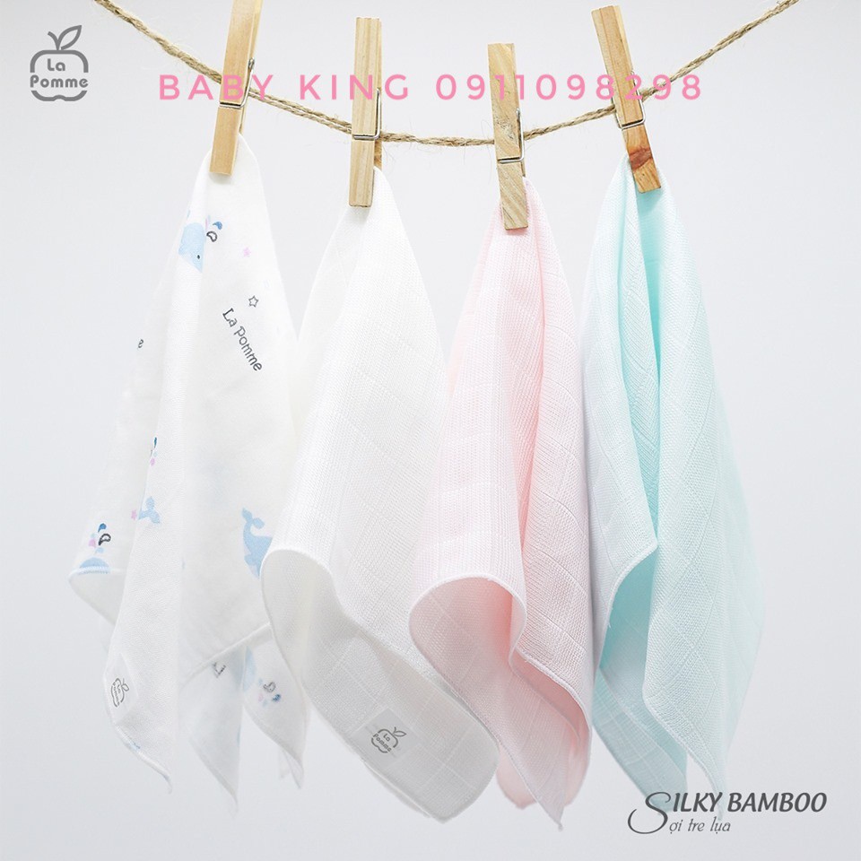 Set 5 Khăn sữa lụa LA Pomme sợi tre cao cấp ( 30x30cm)
