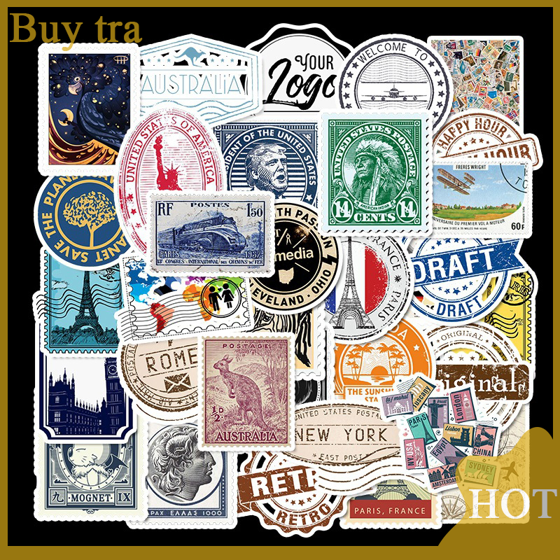 Buytra 50pc Travel stamp Sticker Laptop Guitar Skateboard Luggage Fun Graffiti Sticker
