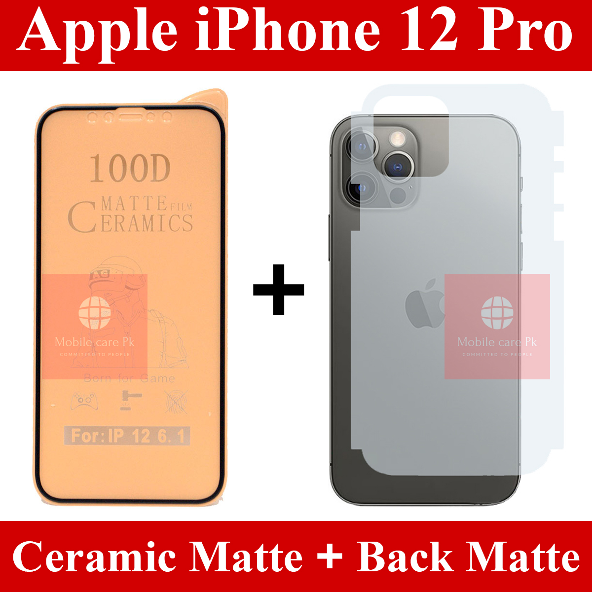 Apple iPhone 12 Pro Ceramic Matte Sheet Unbreakable Fiber Protector Sheet Matte Screen Protector + Back Matte Anti-Slip Protector Soft Skin Sheet Film Protection Apple iPhone 12 Pro. 