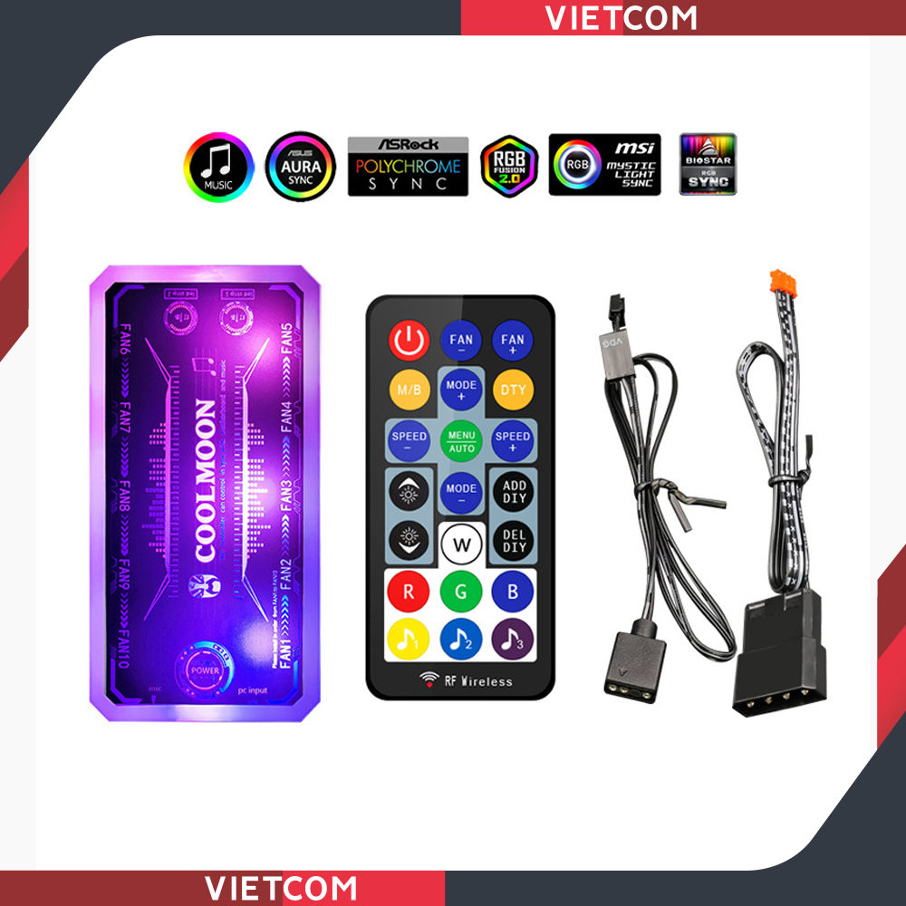 Bộ Hub + Remote Coolmoon - Phiên bản mới - Hỗ Trợ ARGB Sync & Music Sync