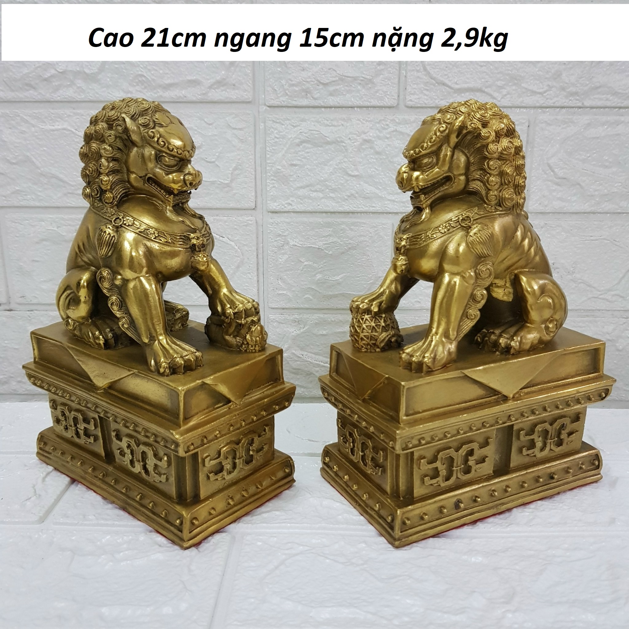 Cặp nghê ngồi bệ bằng đồng cao cấp