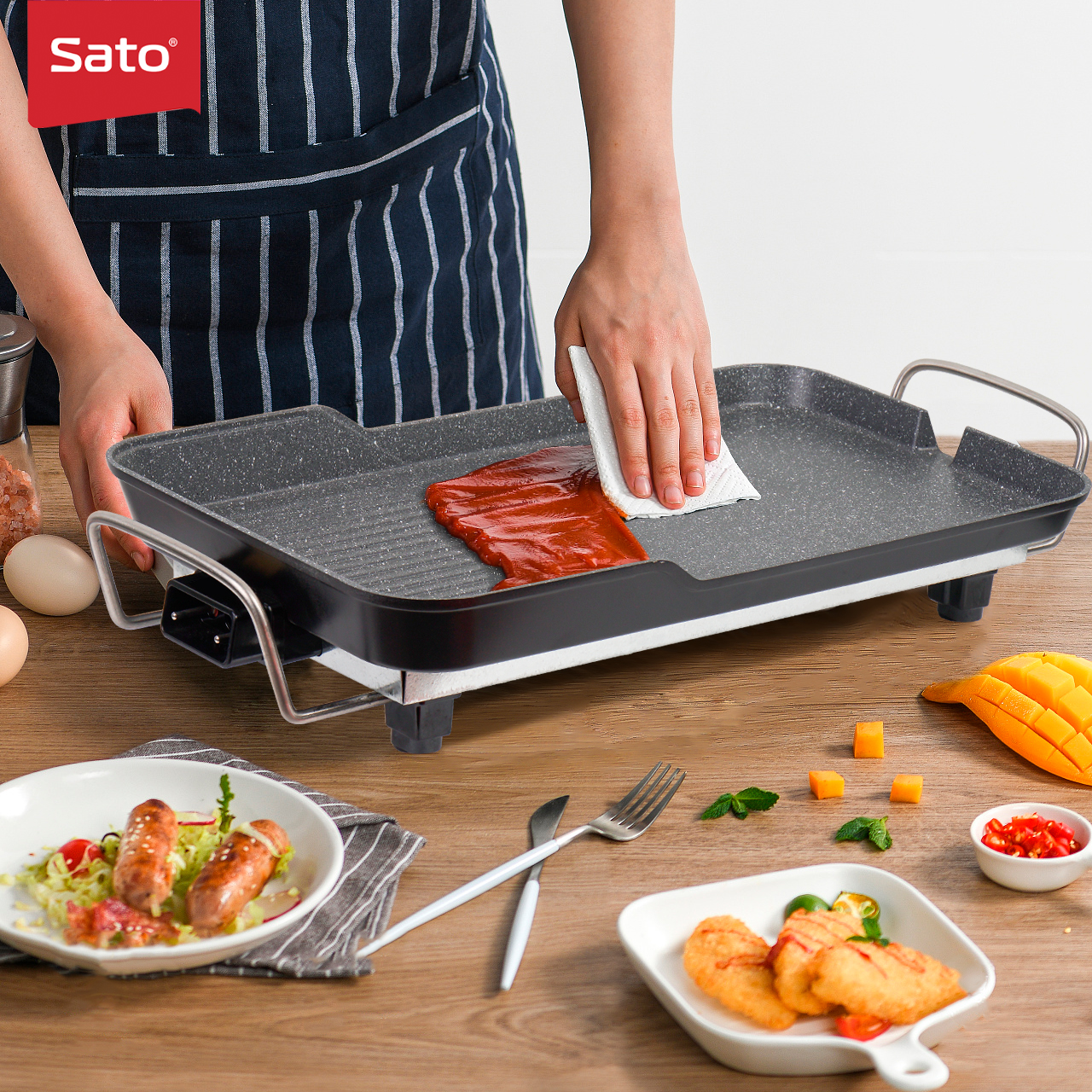 Bếp nướng điện vân đá hoa cương Sato BN11