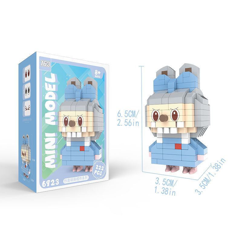 Kawaii Labubu Mini Building Blocks Cartoon Cosplay Figure Model ...