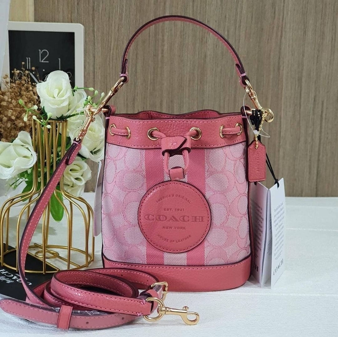 Coach C8322 Mini Dempsey Bucket Bag In Signature Jacquard - Pink ...