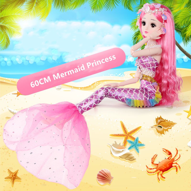 利Búp bê Barbie nàng tiên cá 60cm