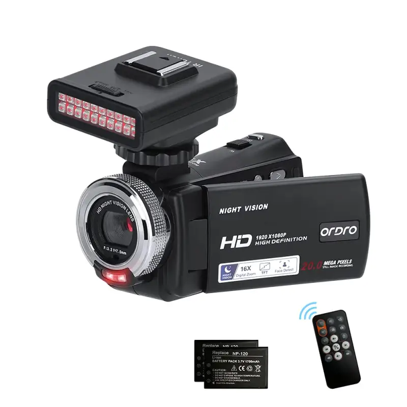 ภาพสินค้าORDRO HDV-V12 HD 1080P 30fps 30MP กล้องวิดีโอ IR Night Vision เครื่องบันทึกวิดีโอกล้องมินิกล้องแบบพกพา DV กล้องวิดีโอ จากร้าน ORDRO Flagship Store บน Lazada ภาพที่ 5