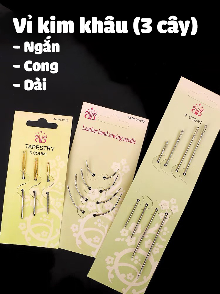 Vỉ kim khâu len chỉ nhiều size tiện dụng